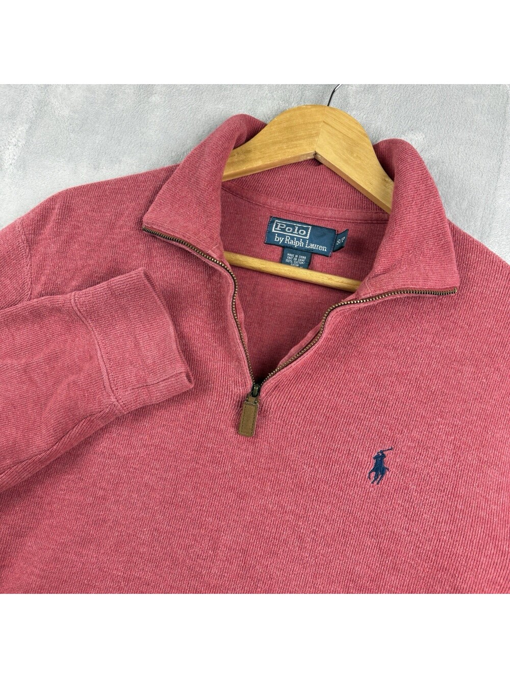 Polo Ralph Lauren Red 1/4 Zip Sweatshirt Pony Logo Cotton Men’s S Preppy Retro